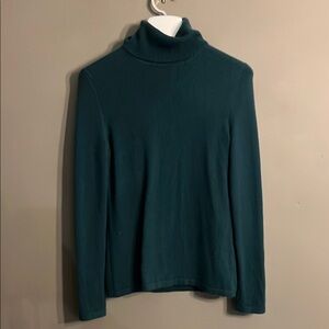 Lord & Taylor Green Cowl Turtleneck Sweater 100% Cashmere